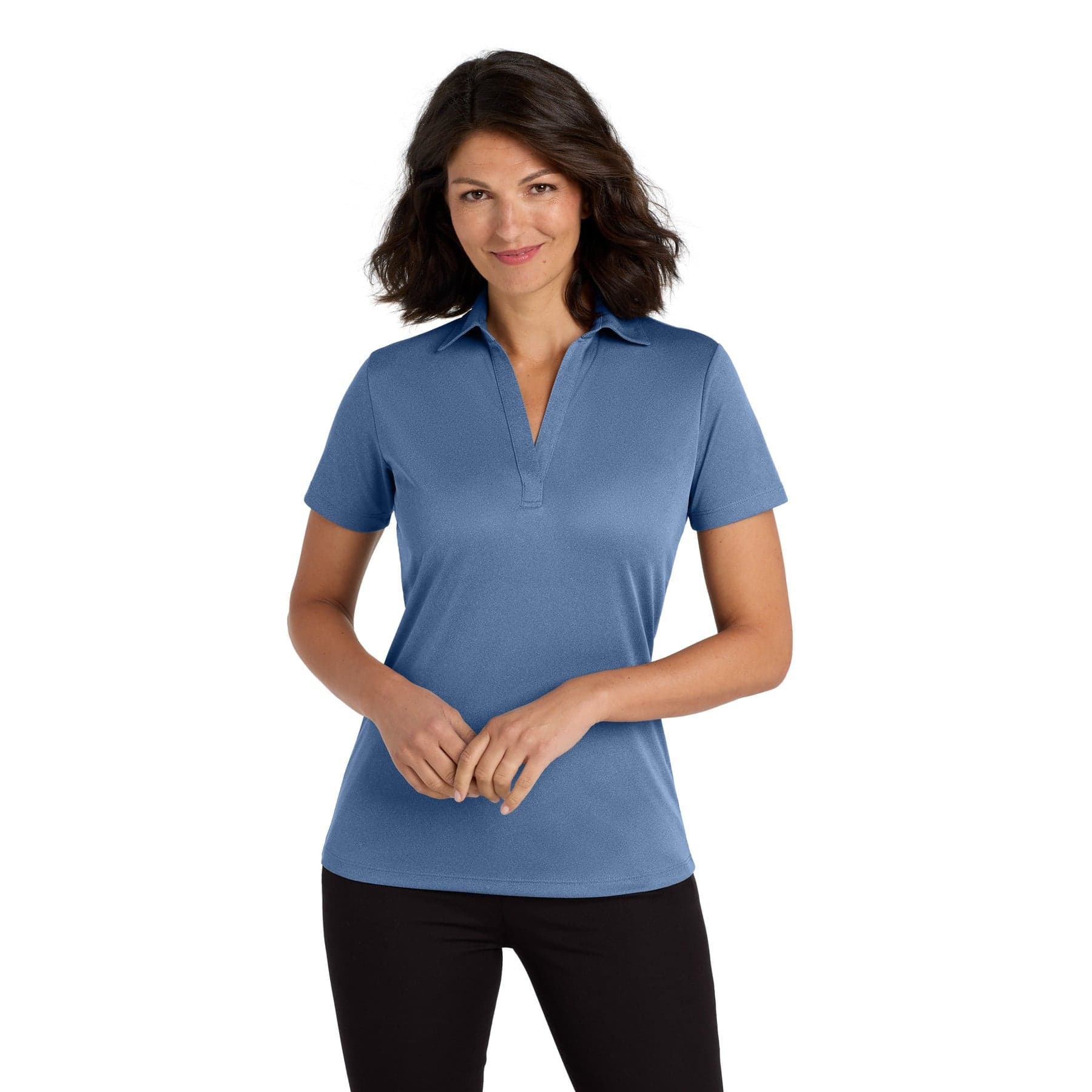 Women's Heathered Silk Touch Performance Polo — Royal Heather — product photo