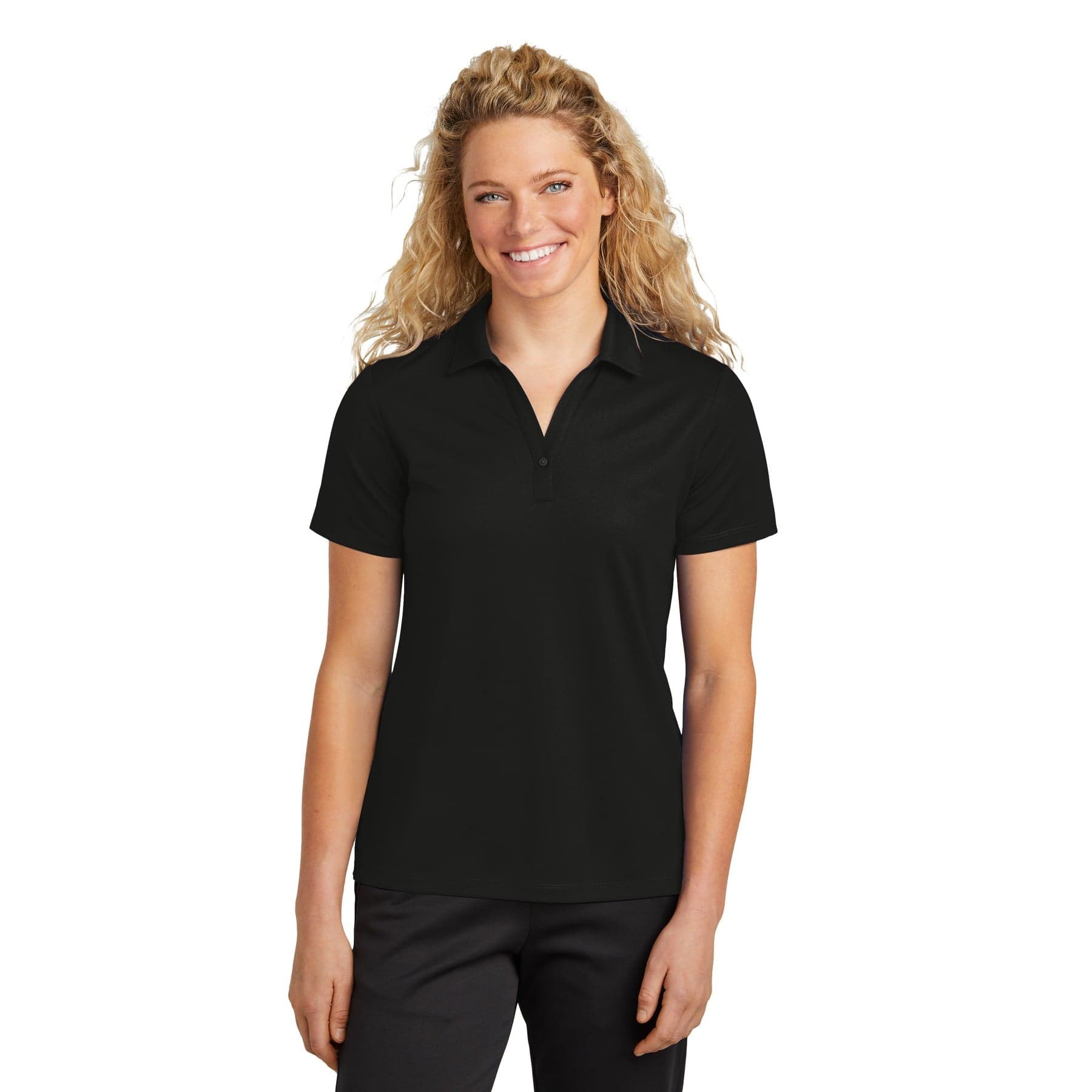 Plain graphite women's uv micropique polo, front view