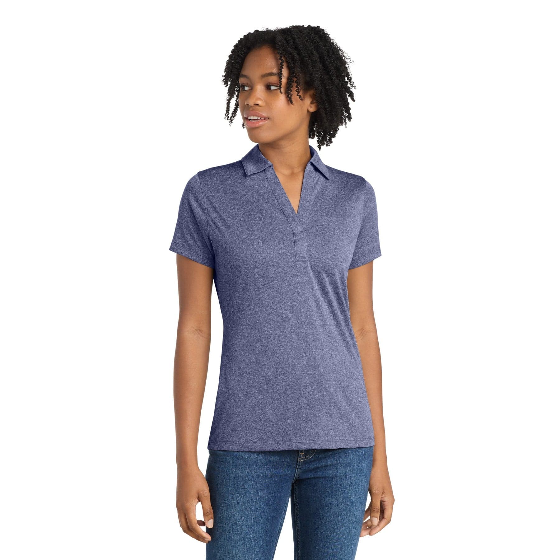 Custom Women's Heather Jersey Polo Shirt with Your Logo or Text
