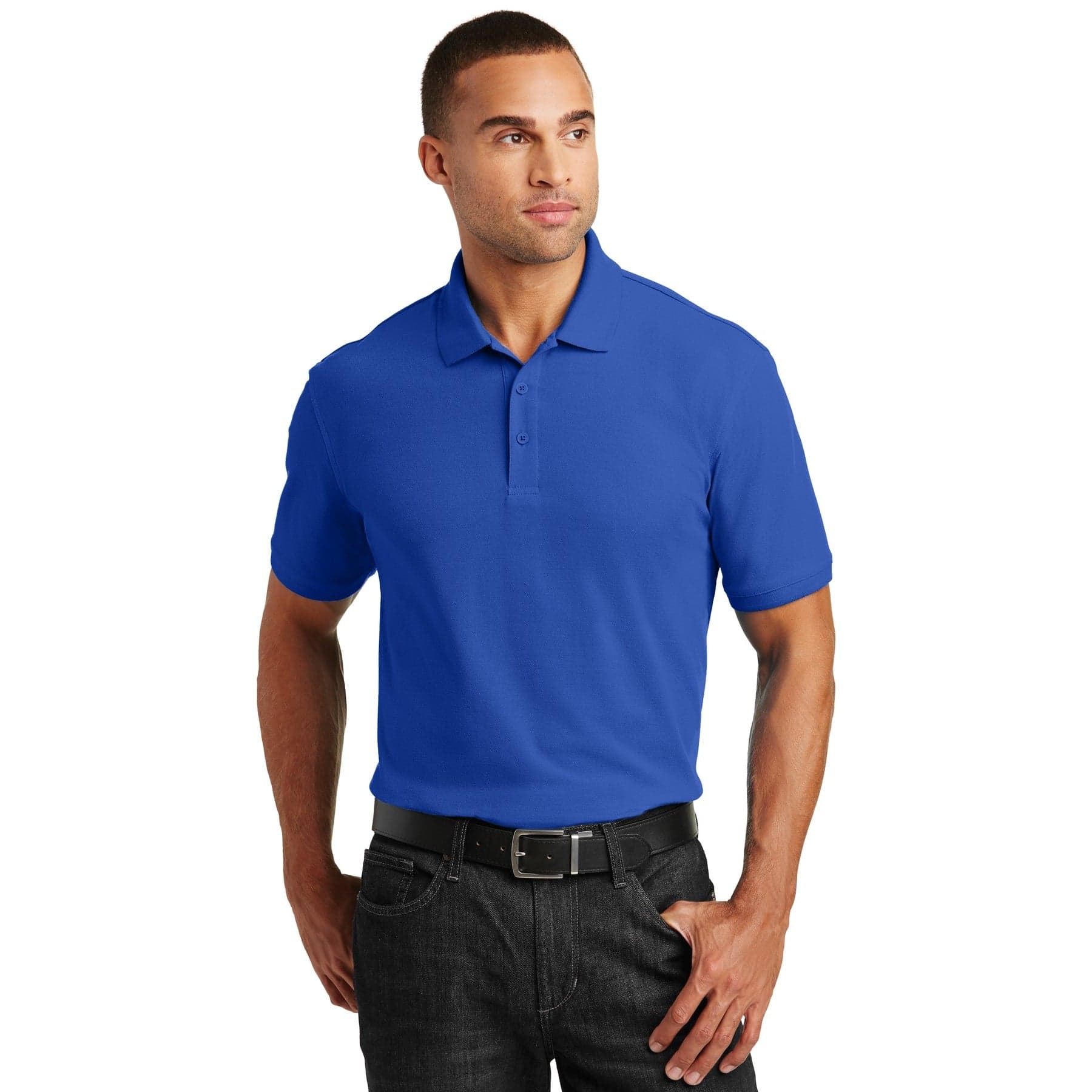 Plain true royal tall core classic pique polo, front view
