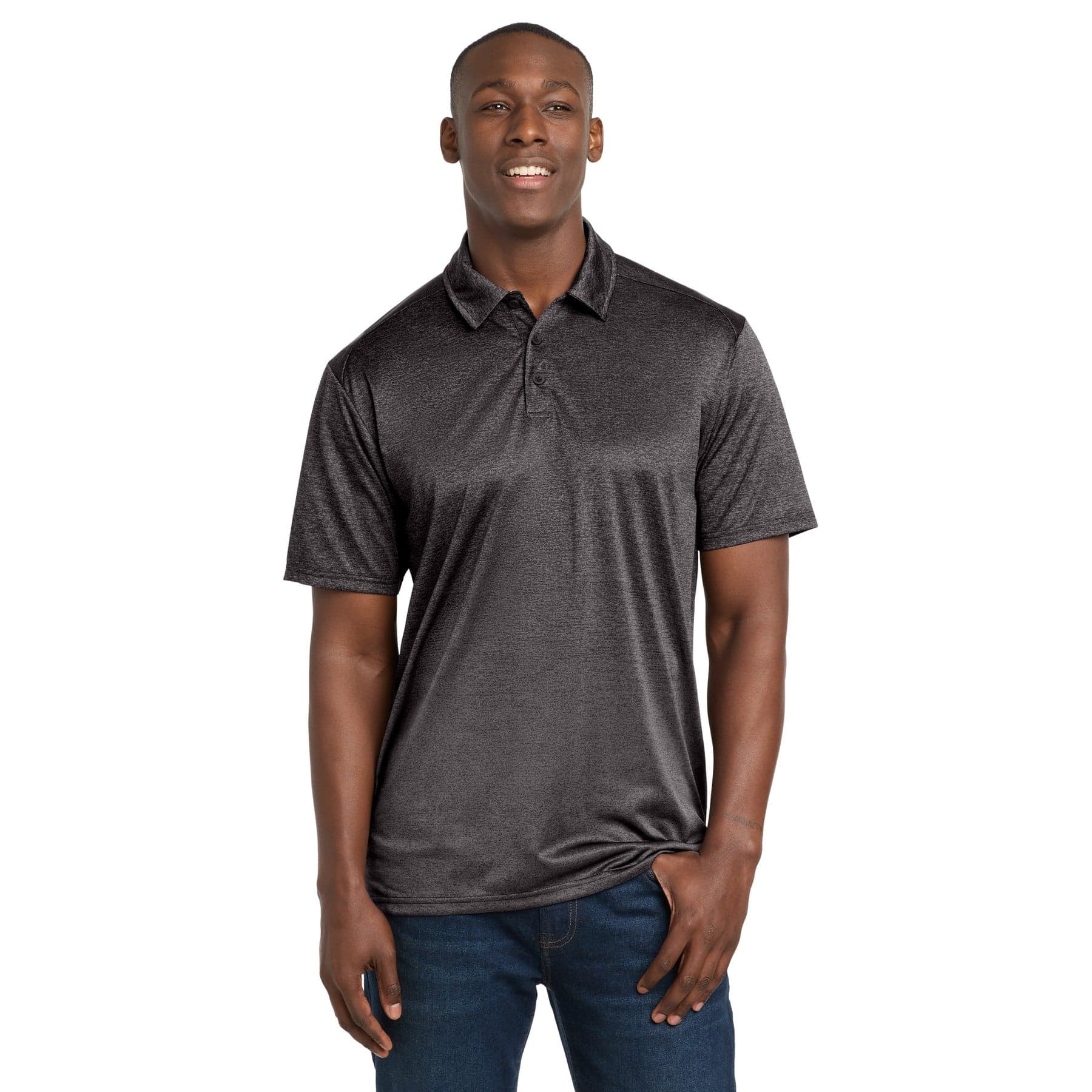 Custom Ombre Heather Polyester Polo Shirt with Your Logo or Text