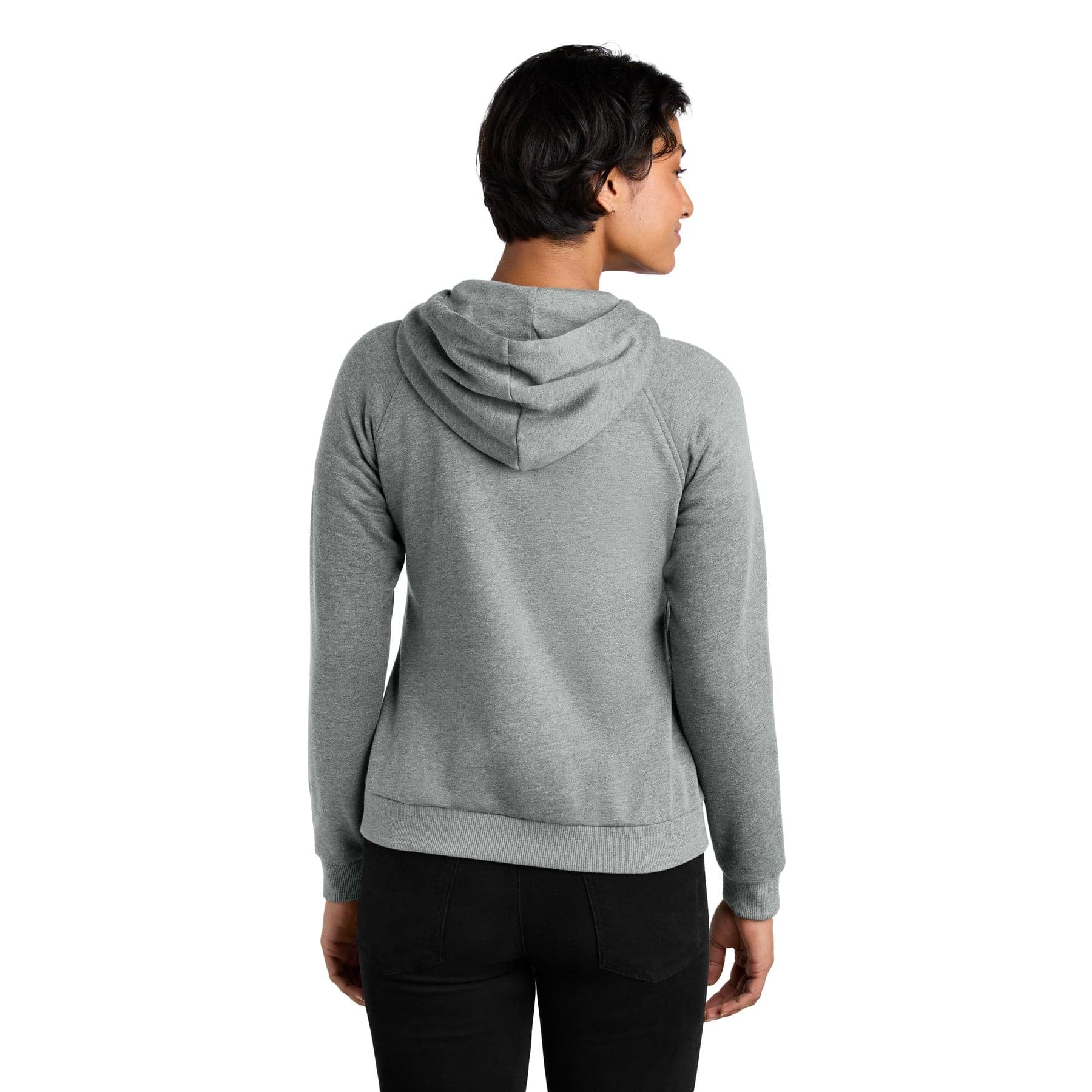 Plain deep sea green women's organic cvc fleece full-zip hoodie, front view