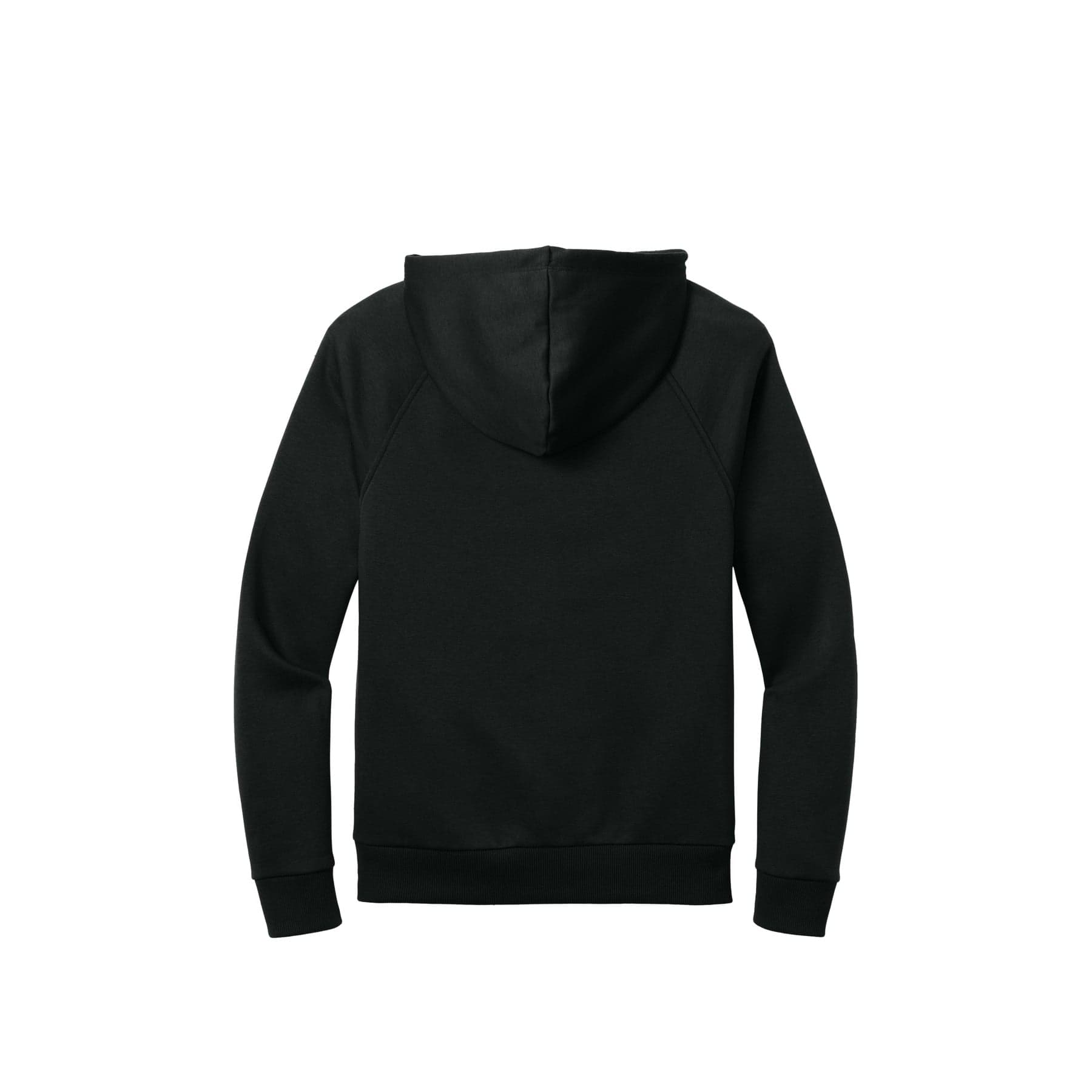 Plain deep black unisex organic cvc fleece pullover hoodie, front view