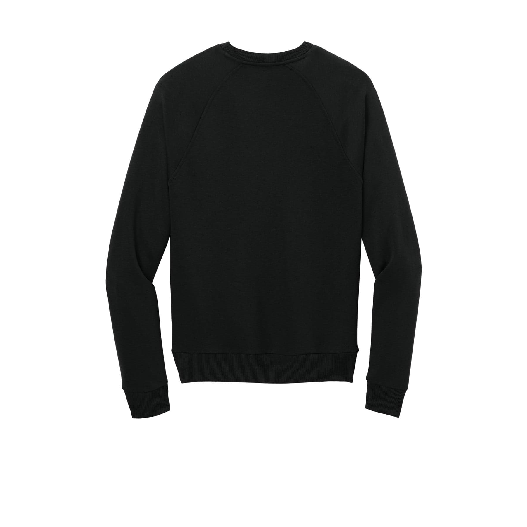 Plain deep black unisex organic cvc fleece crewneck sweatshirt, front view