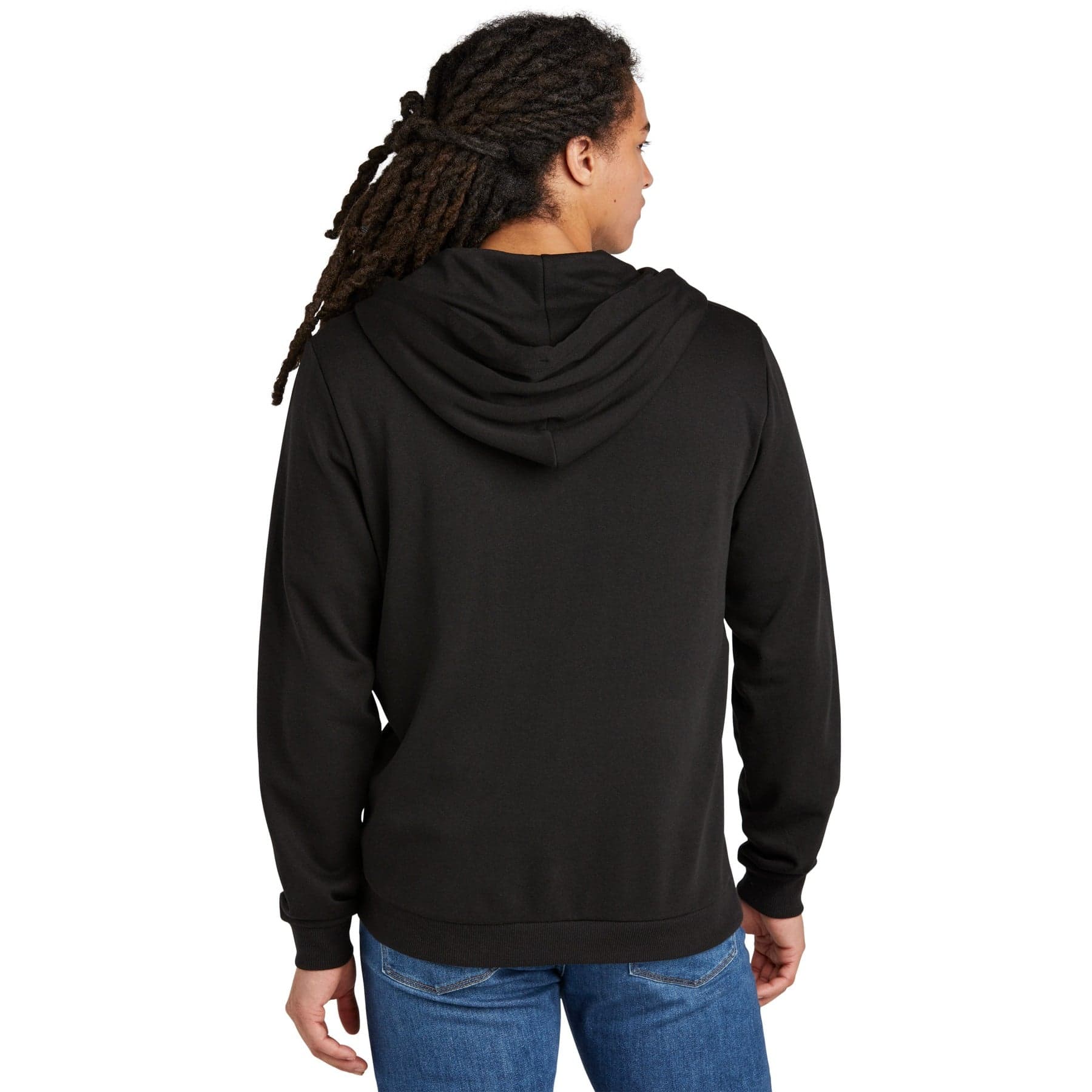 Plain black perfect tri fleece full-zip hoodie, front view