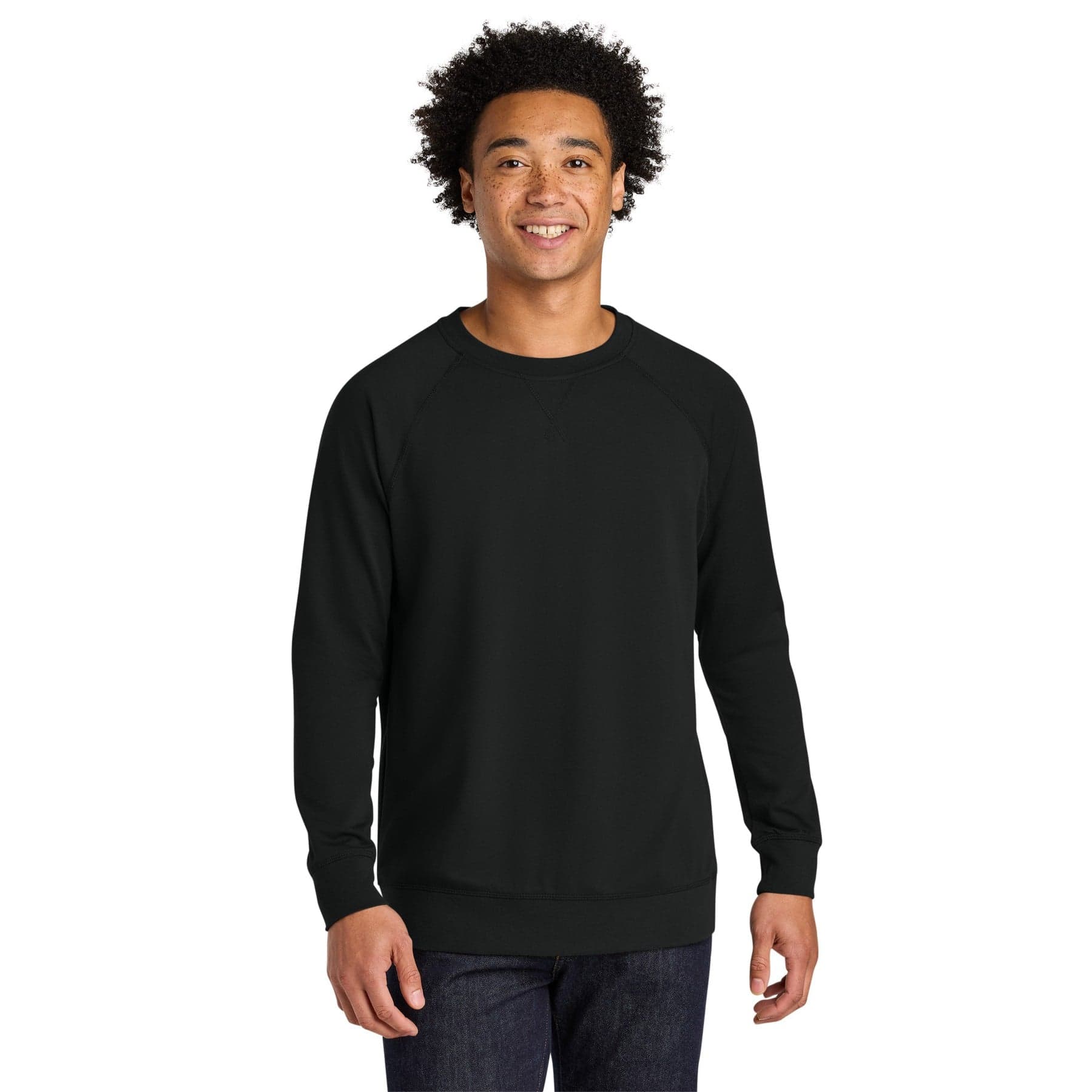 Plain black laguna raglan sweatshirt, front view