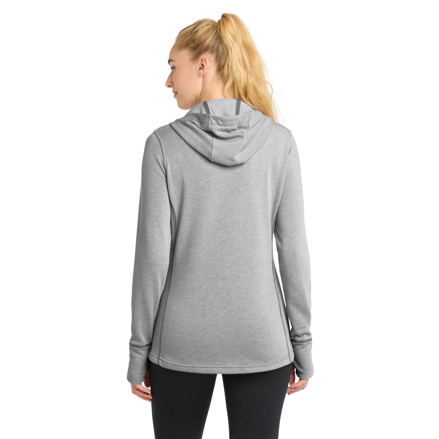 Women's PosiCharge Tri-Blend Wicking Fleece Hooded Pullover — Light Grey Heather — product photo