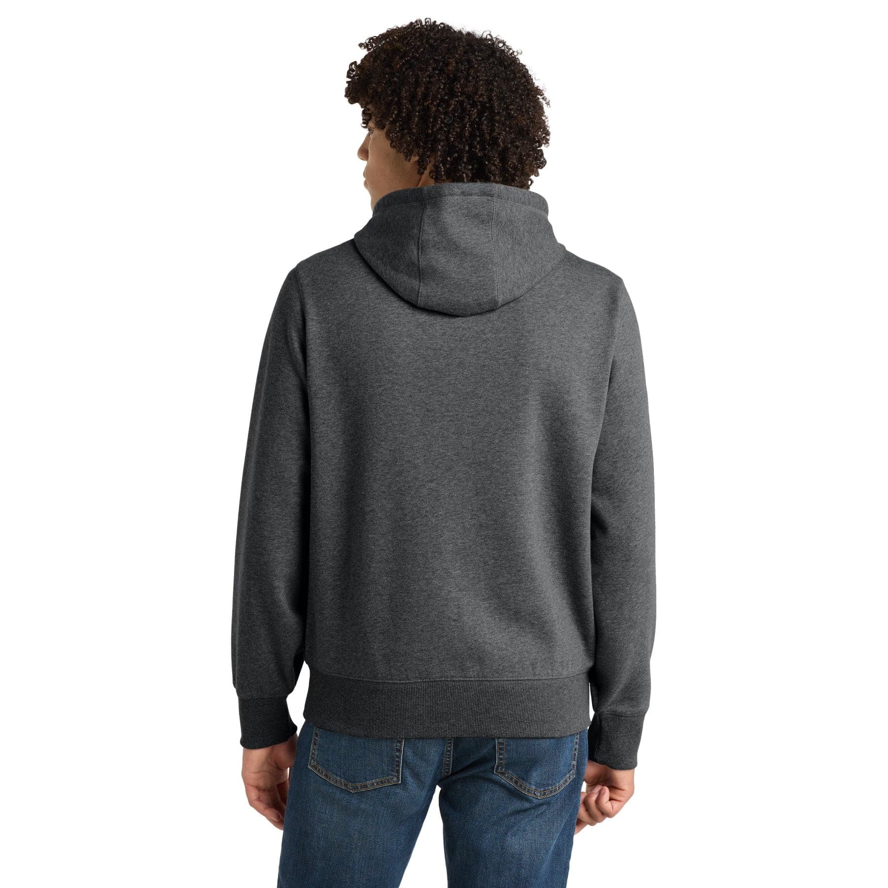 Plain true navy full-zip hooded sweatshirt, front view