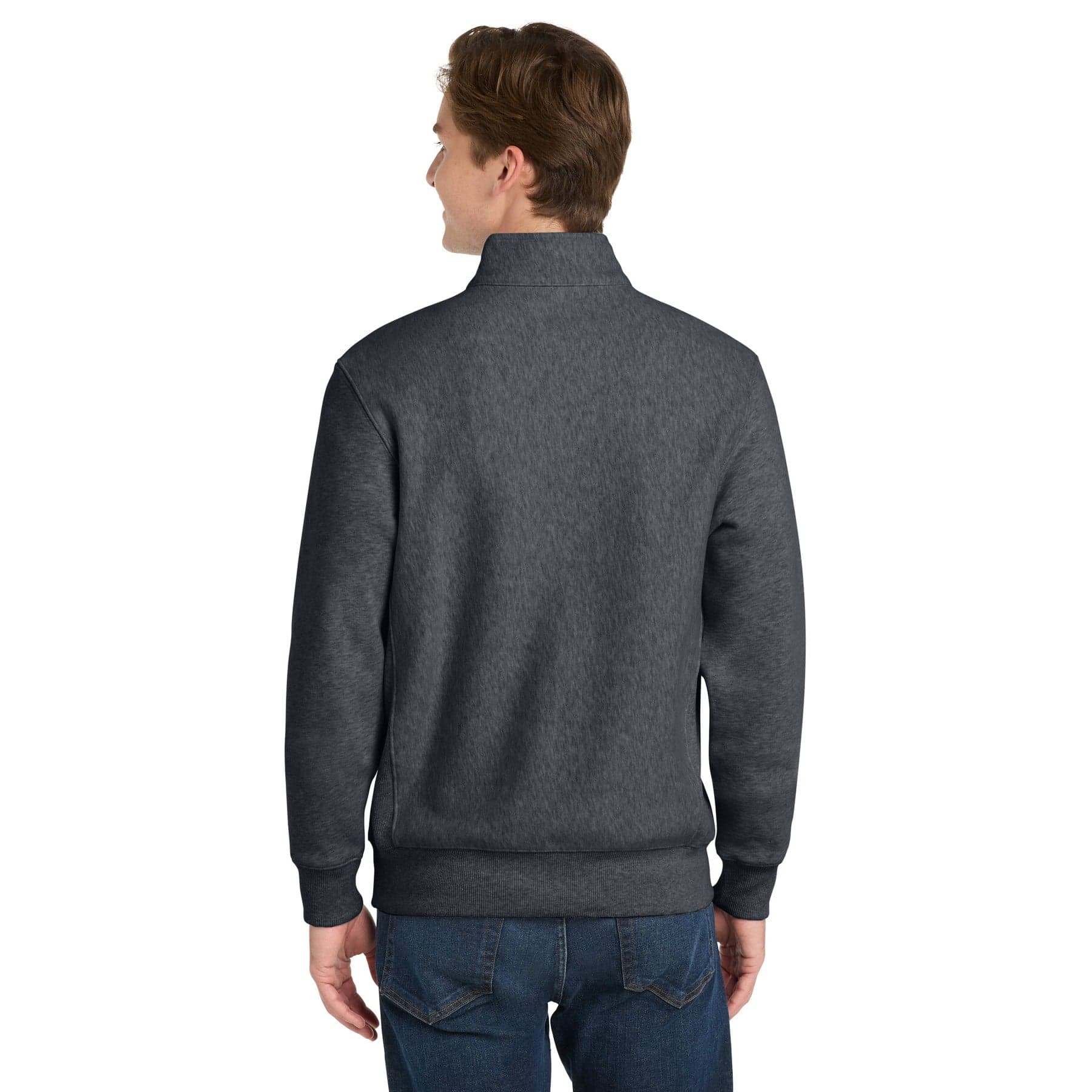 Plain true navy super heavyweight 1/4-zip pullover sweatshirt, front view
