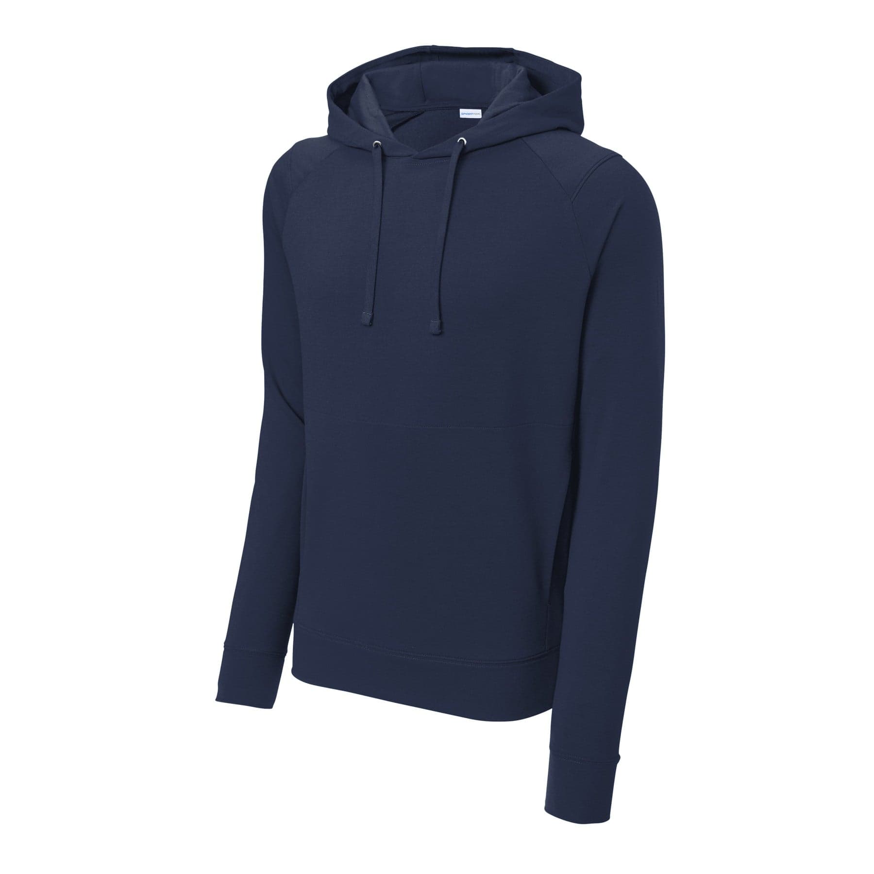 Plain true navy sport-wick flex fleece pullover hoodie, front view
