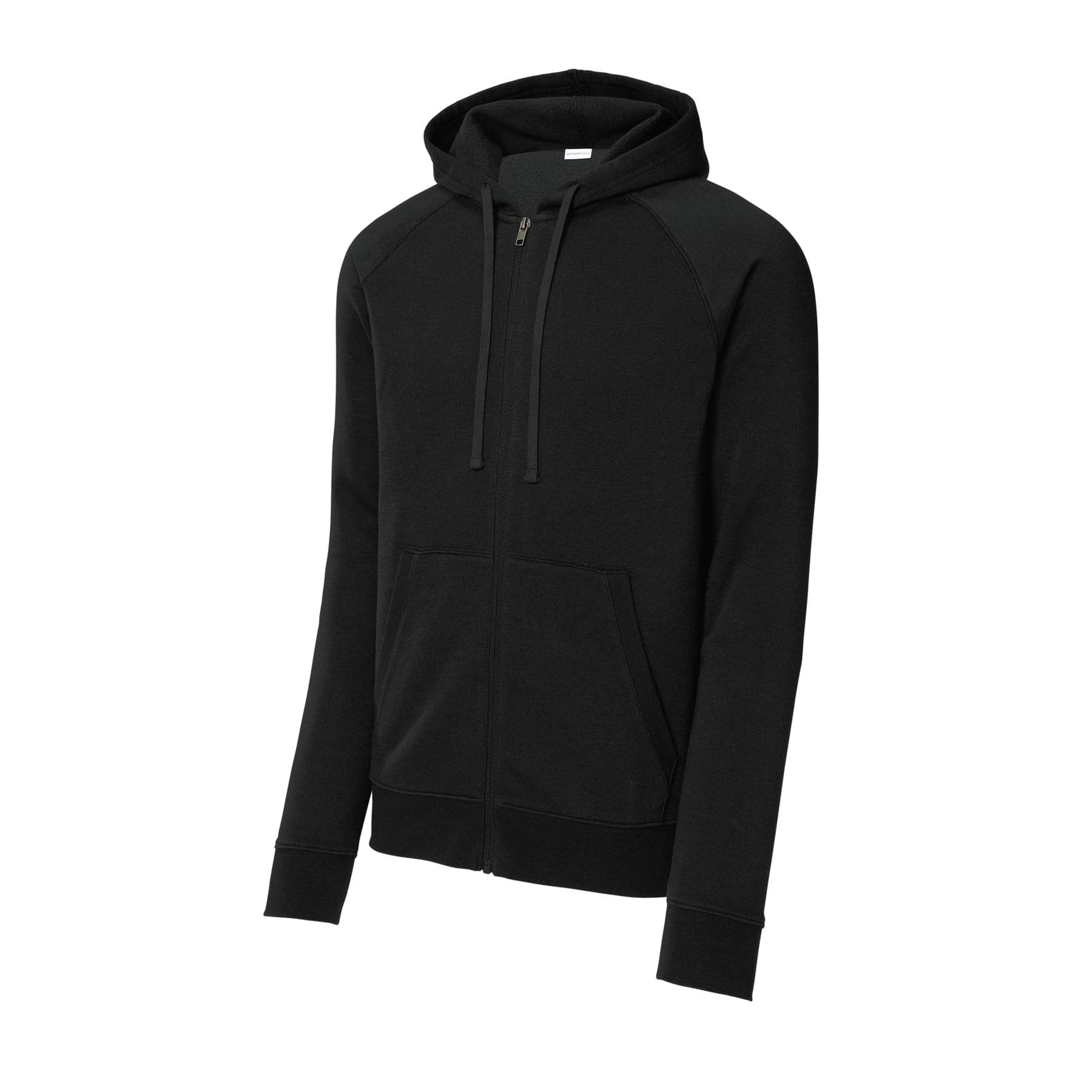 Plain black drive fleece hooded full-zip, front view