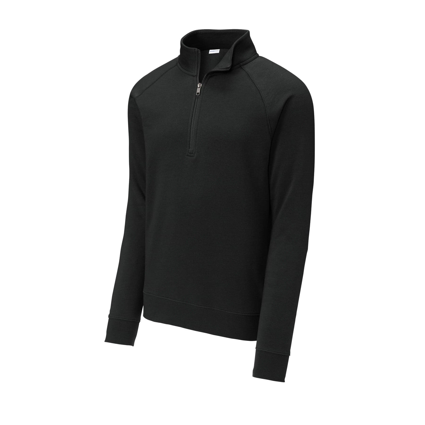 Plain black drive fleece 1/4-zip pullover, front view