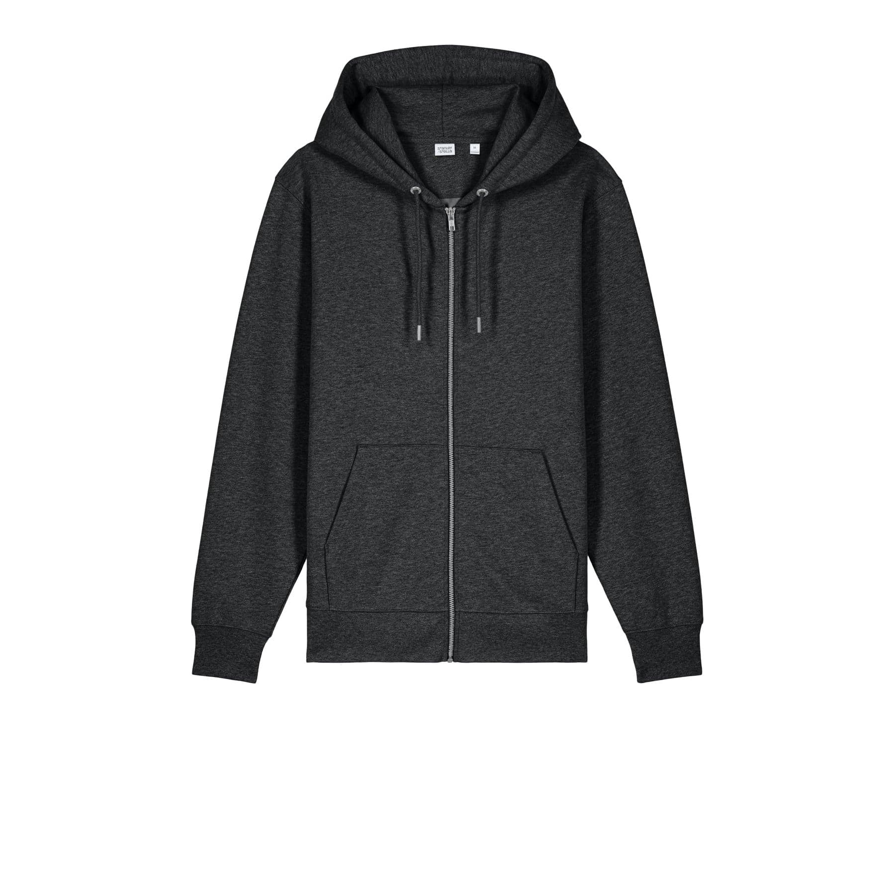 Plain dark heather grey unisex cultivator 2.0 full-zip hooded sweatshirt, front view