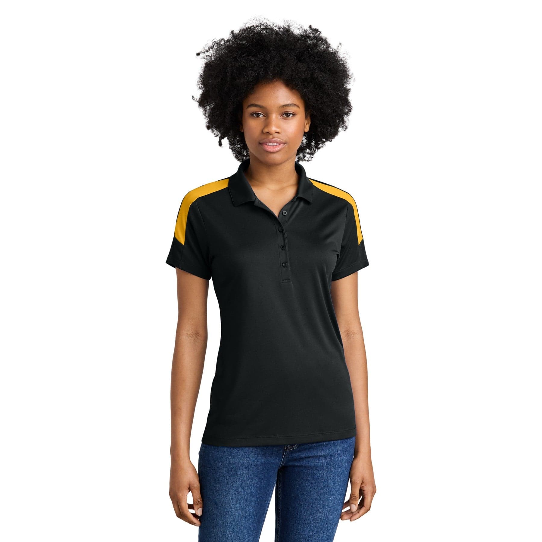 Custom Women's Colorblock Shoulder Polo Shirt with Your Logo or Text
