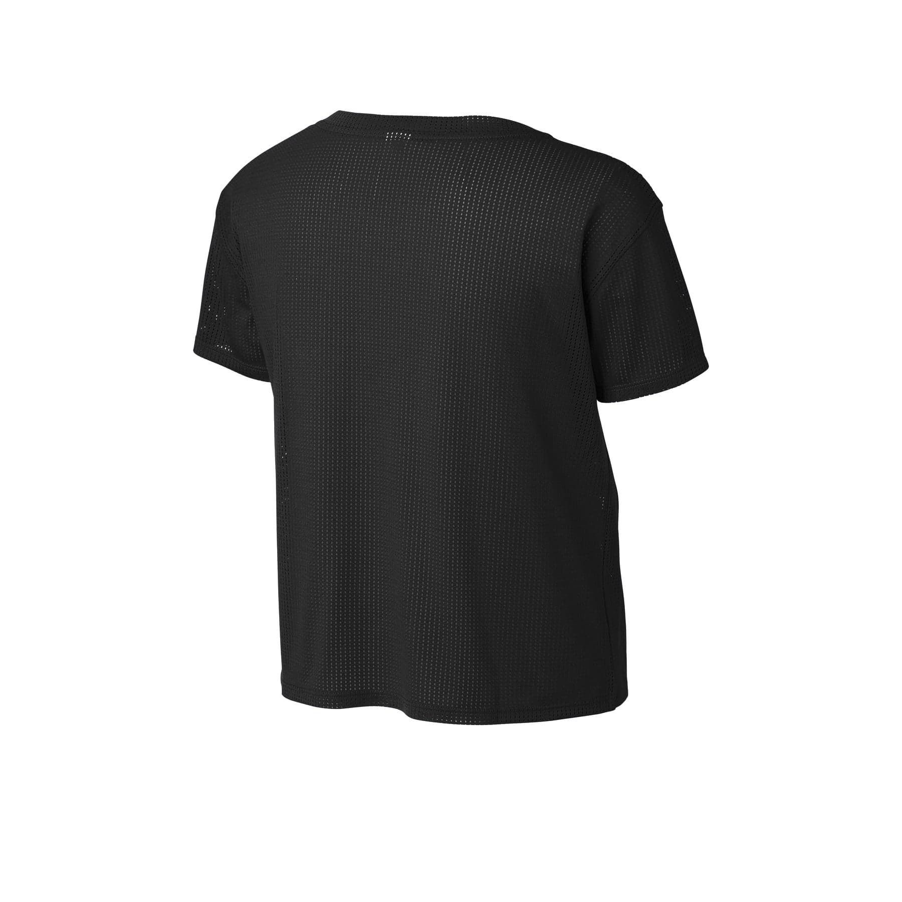 Plain dark grey women's posicharge draft crop tee, front view