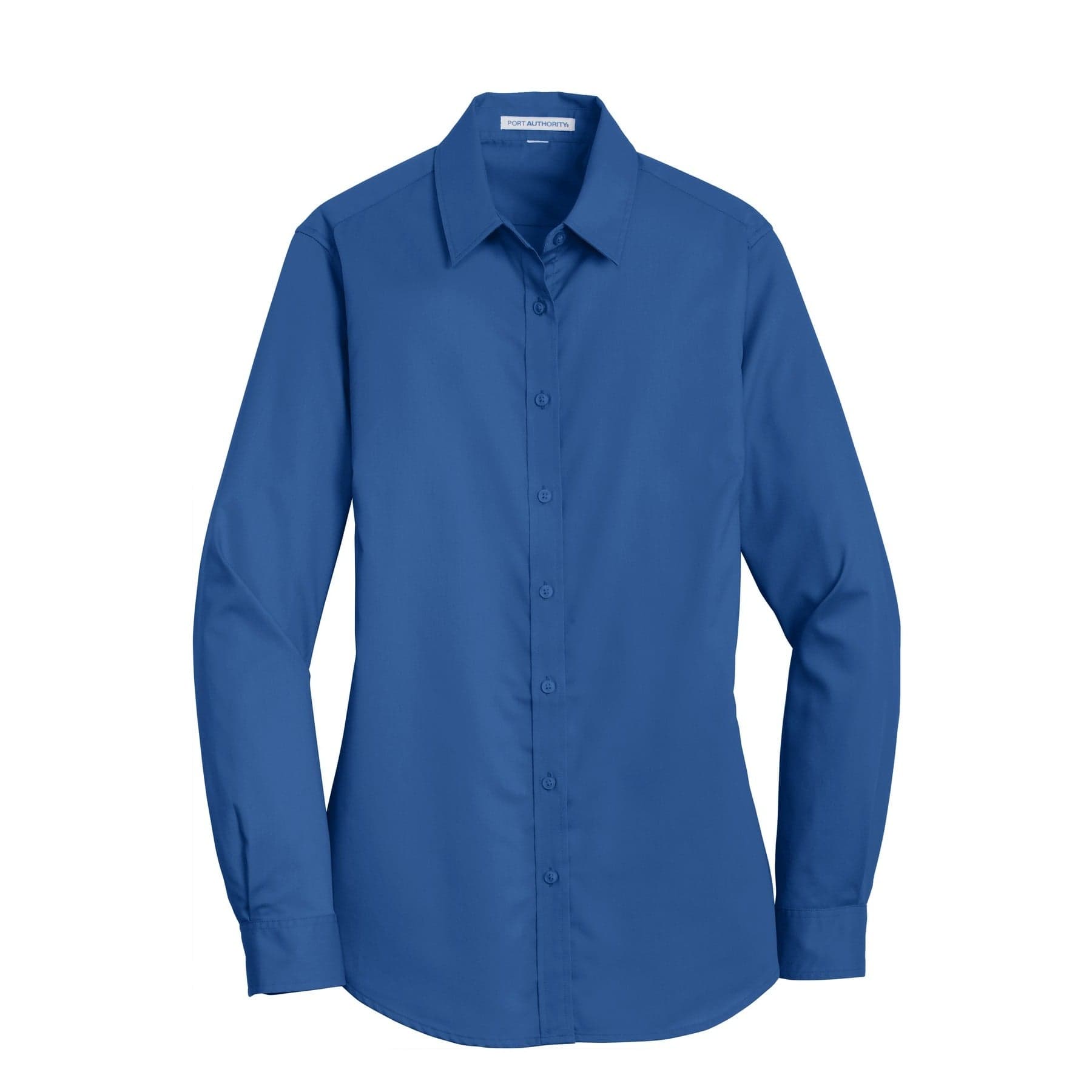 Plain true blue women's superpro twill shirt, front view