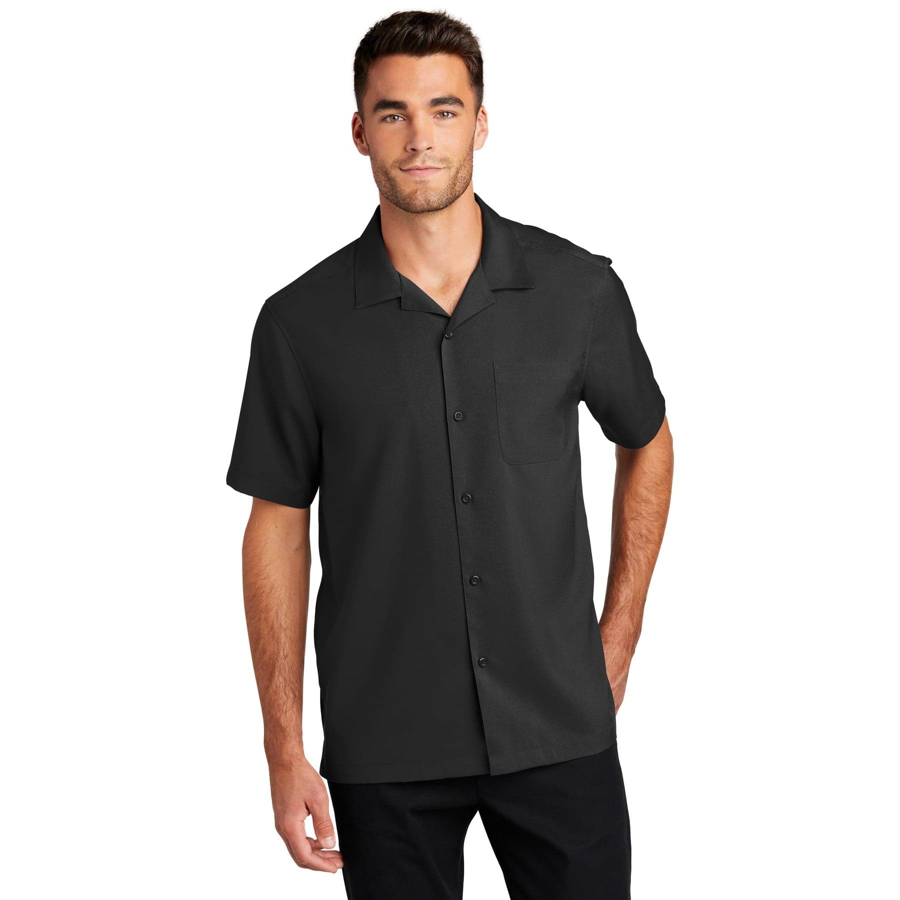Custom Short Sleeve Camp Collar Work Shirt with Your Photo or Text
