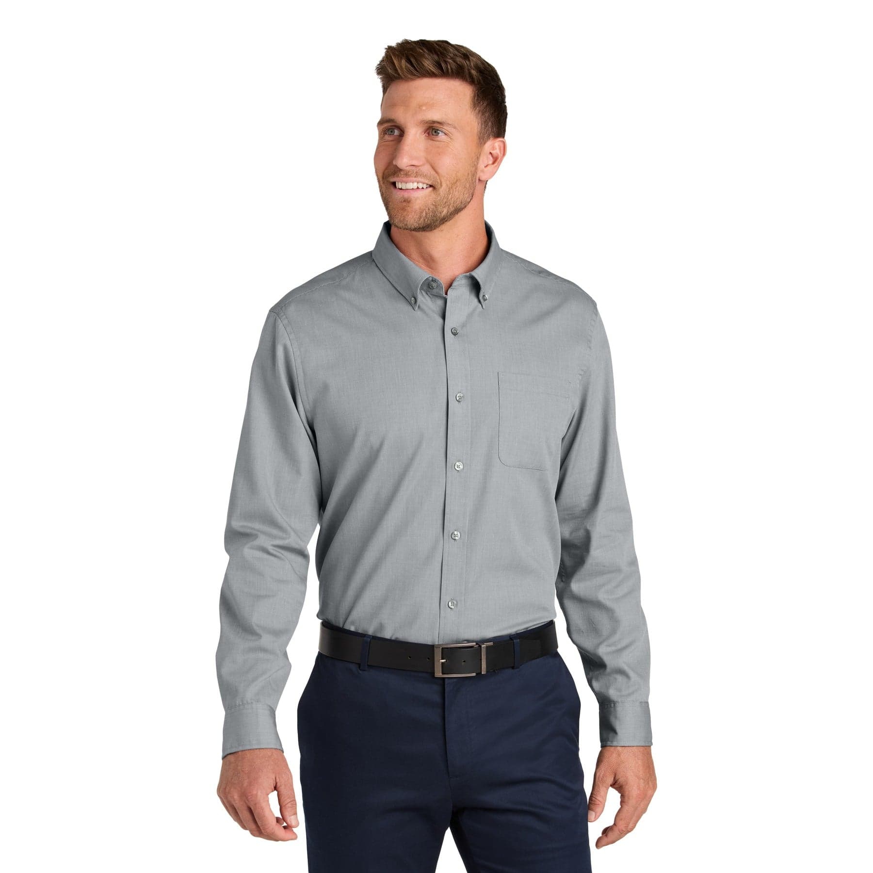 Custom Long Sleeve Nailhead Button-Down Shirt with Your Photo or Text