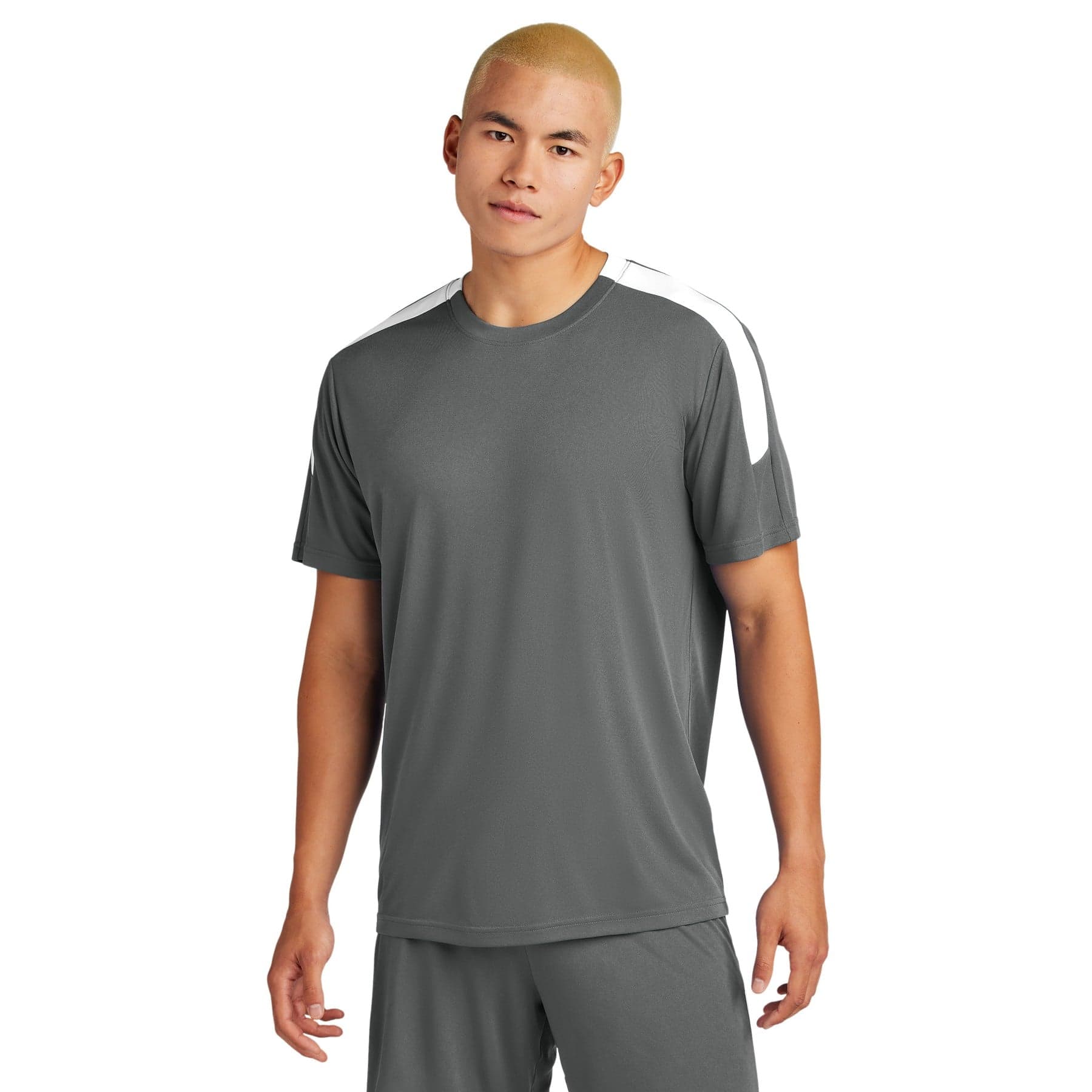 Plain iron grey/ white competitor united crew, front view