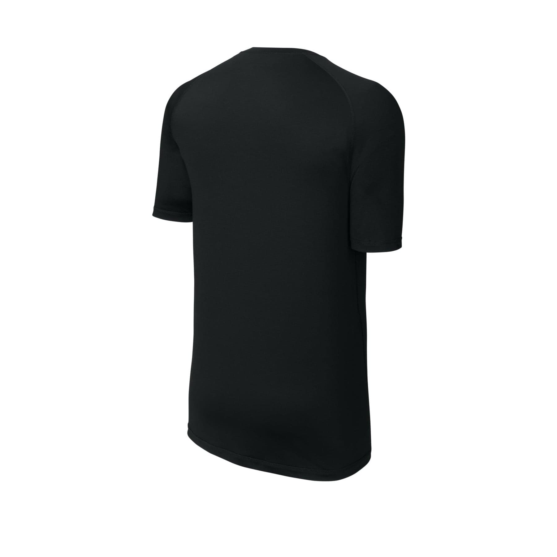 Plain black posicharge compression 1/2-sleeve tee, front view