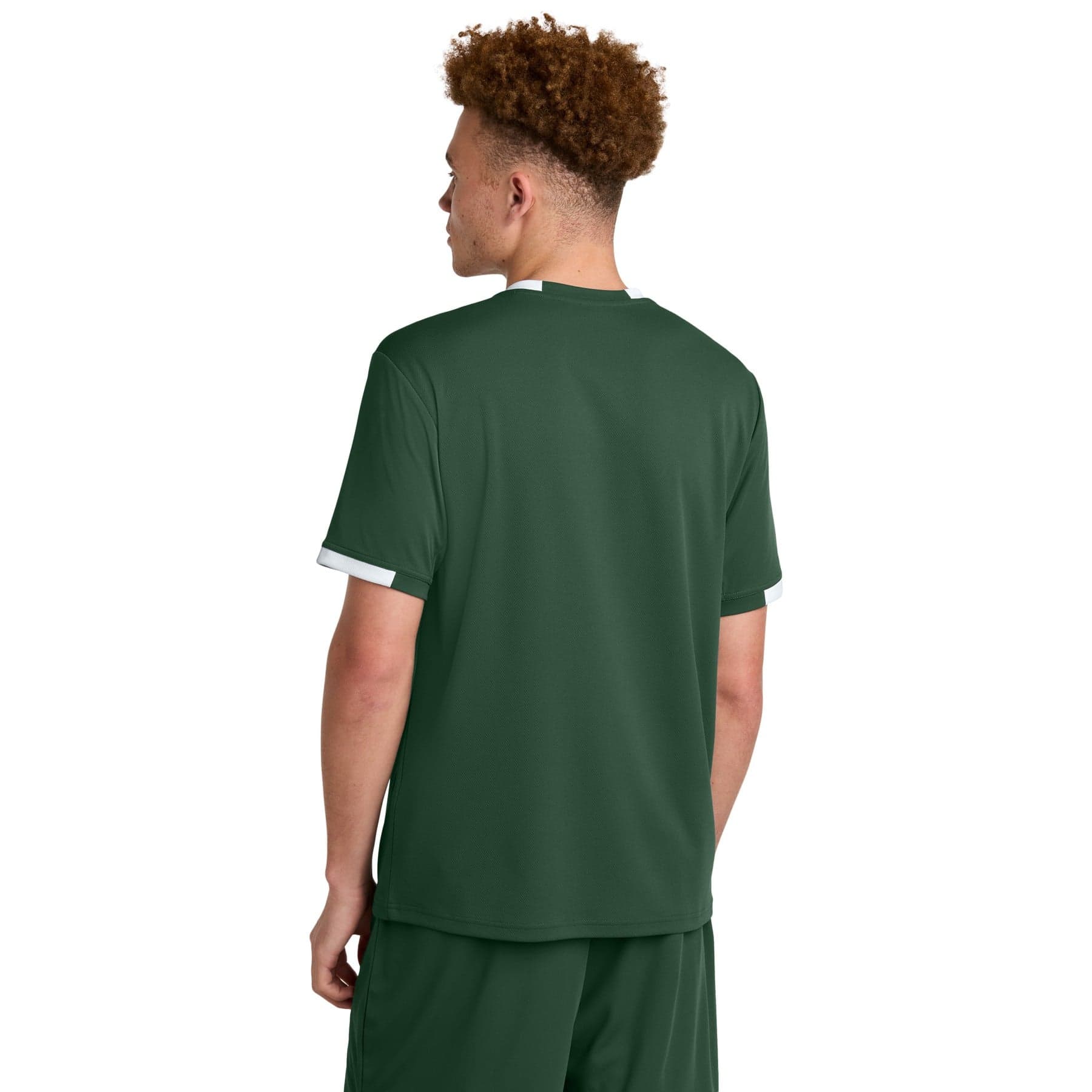 Plain forest green/ white club short sleeve crew, front view
