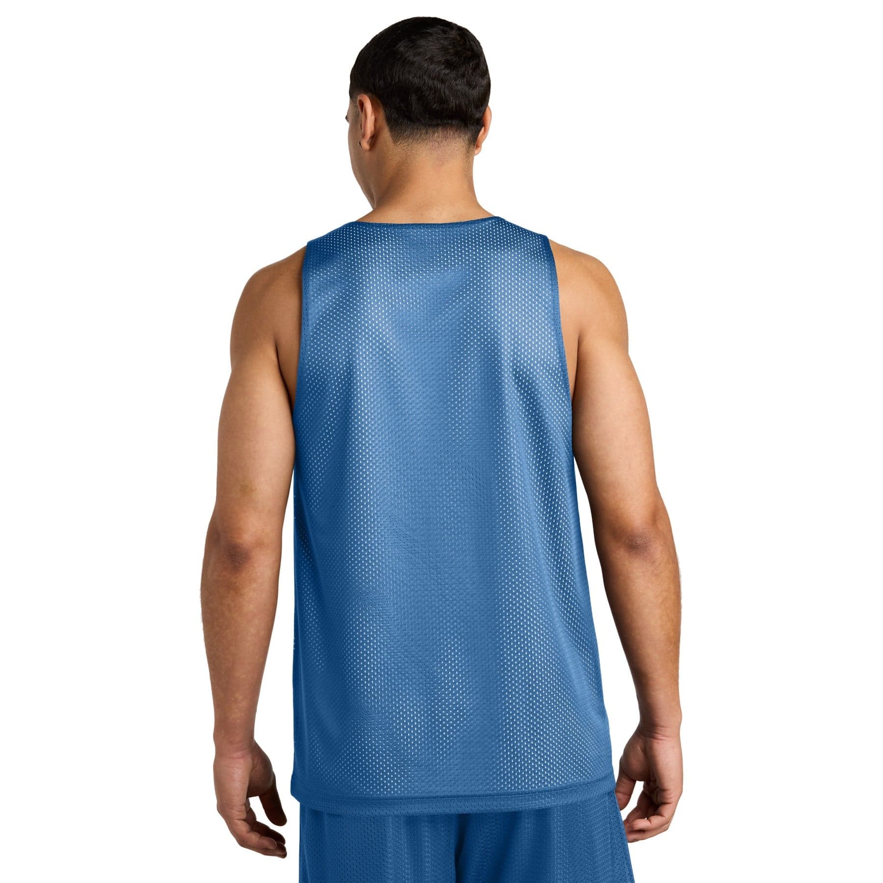 Plain iron grey/ white posicharge reversible mesh tank, front view