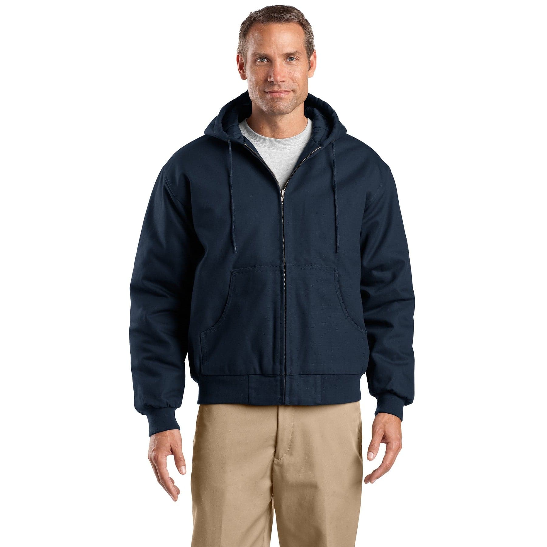 Tall Duck Cloth Hooded Work Jacket — Navy — product photo