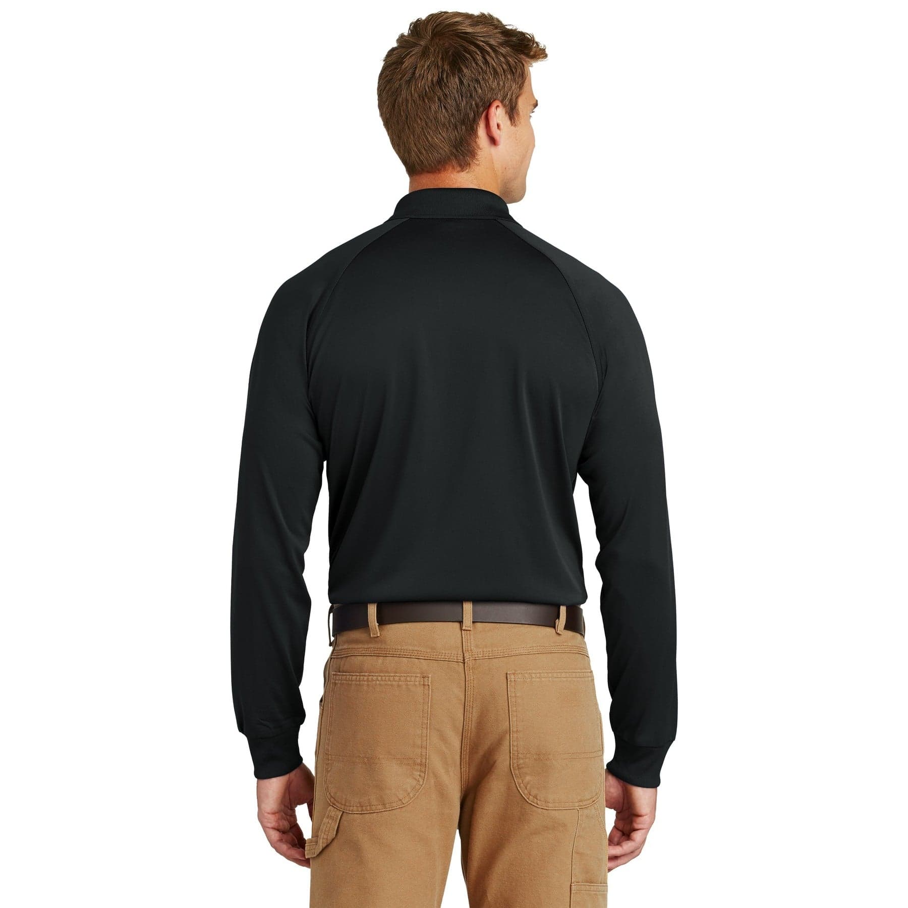 Plain charcoal select long sleeve snag-proof tactical polo, front view