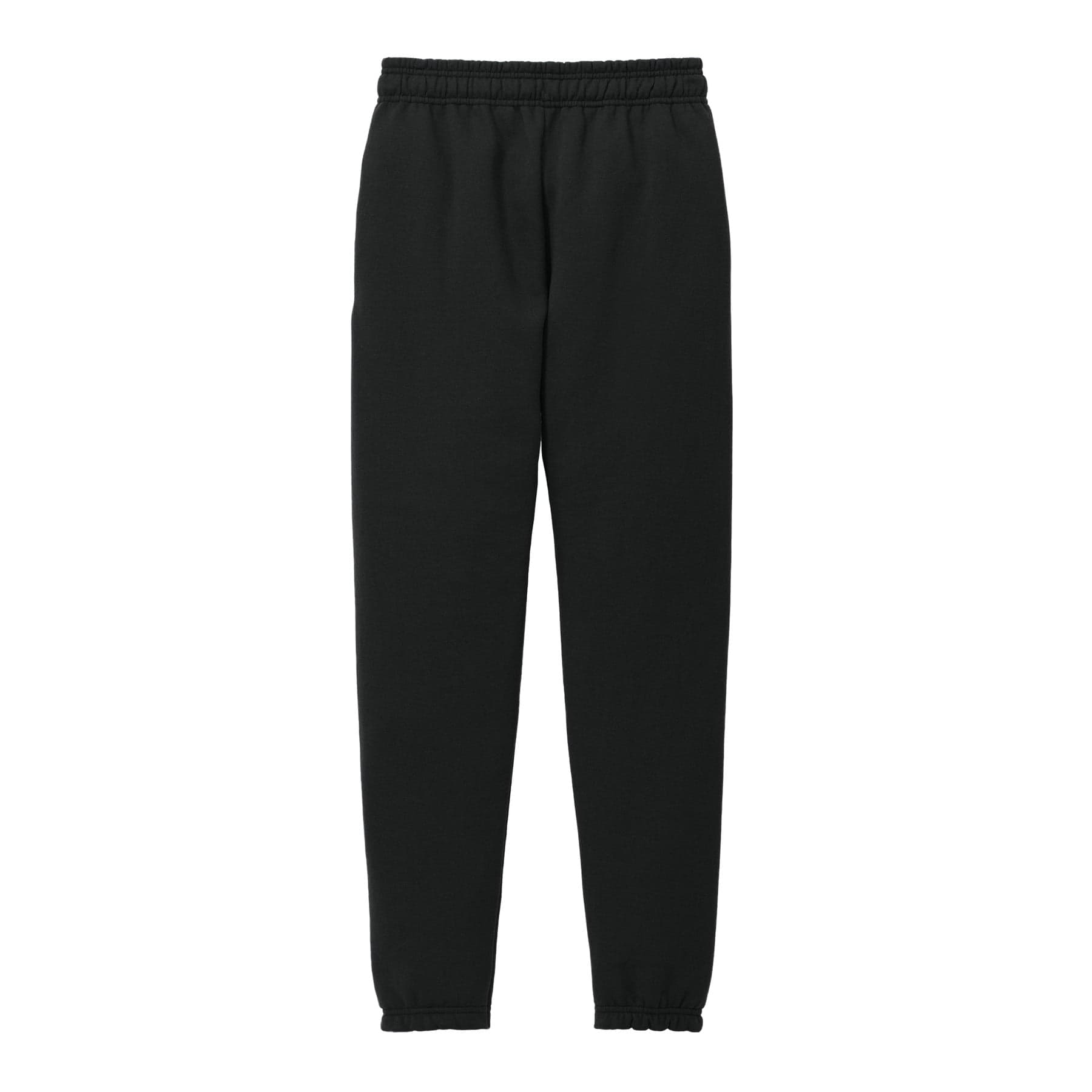 Plain jet black core fleece sweatpant, front view