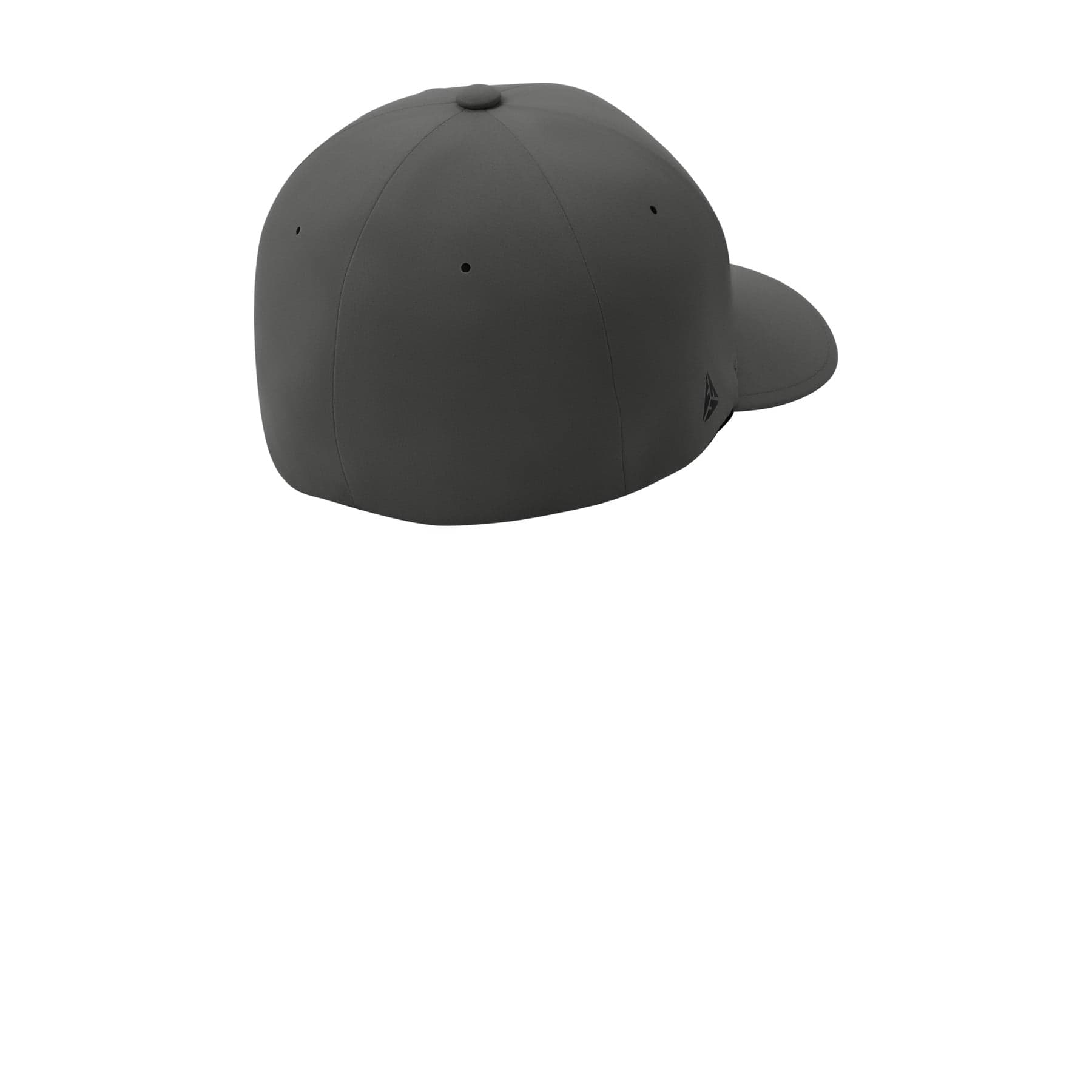 Plain dark grey flexfit delta cap, front view