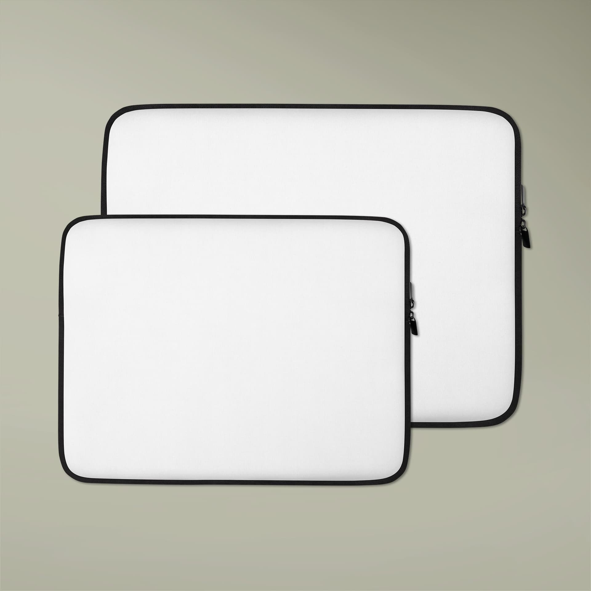 Plain white protective laptop sleeve, front view