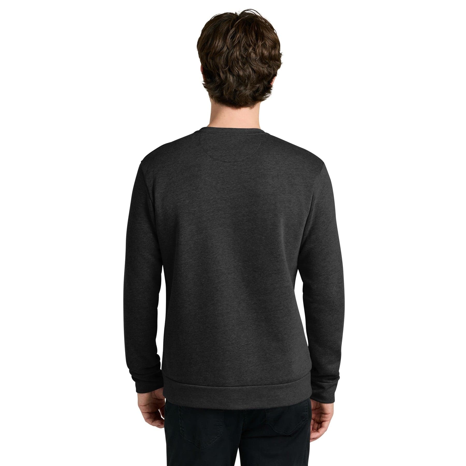 Plain heather midnight navy men's cotton polyester crewneck sweatshirt, front view