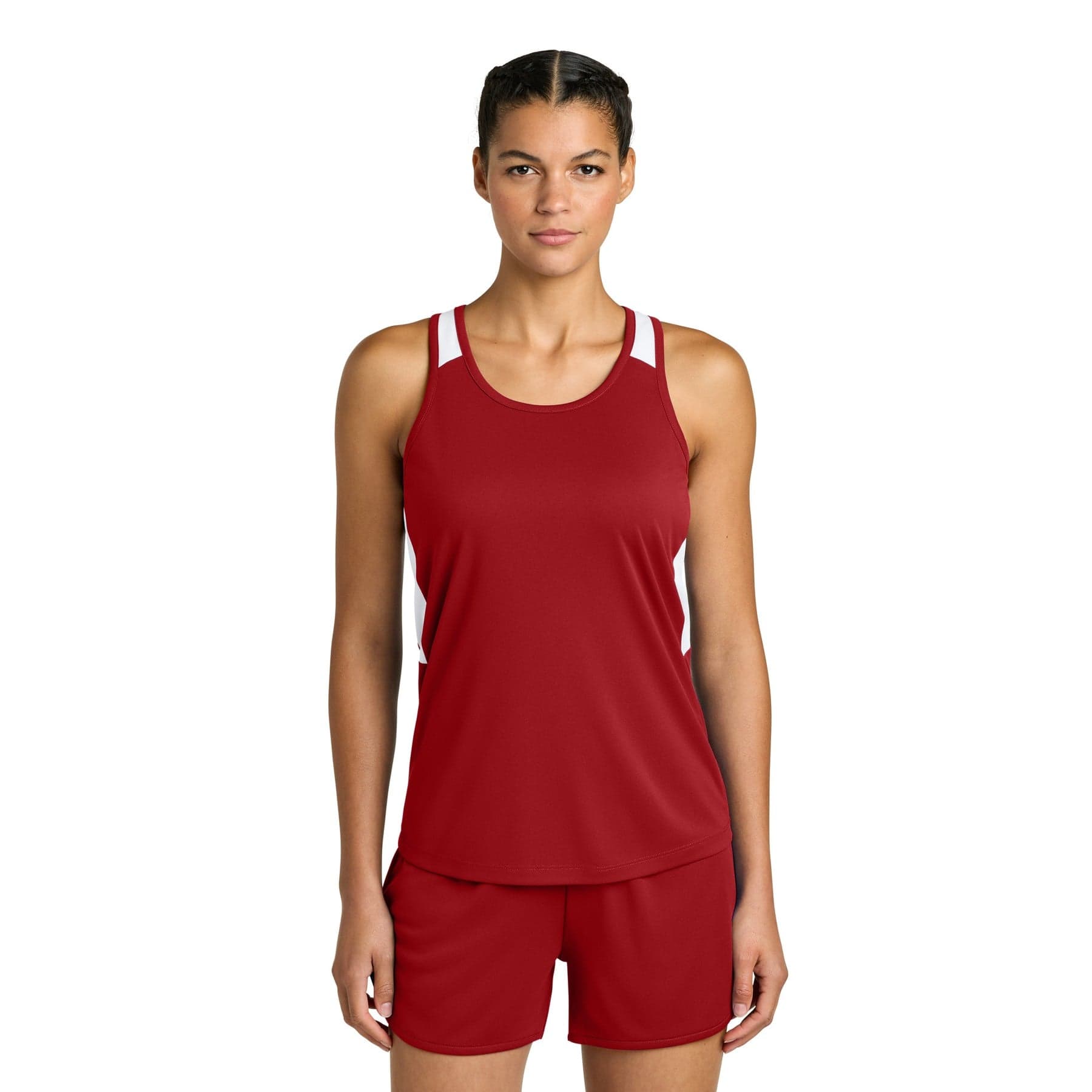 Women's Tank Top — Deep Red/ White — product photo