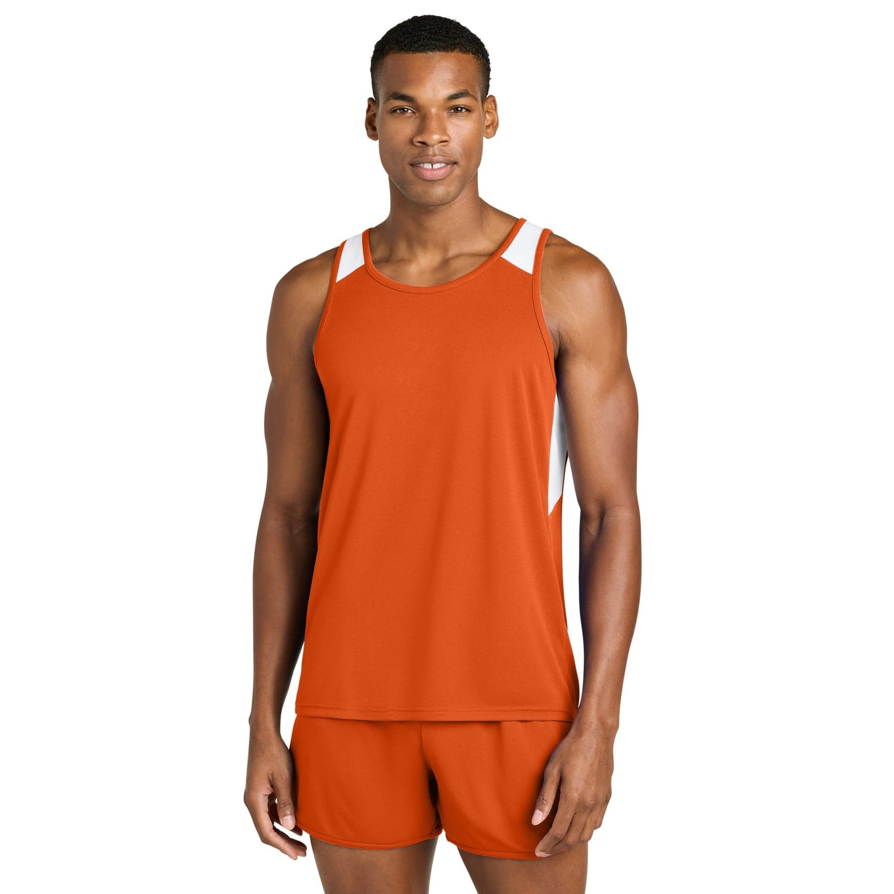 Men's Polyester Tank Top — Deep Red/ White — product photo