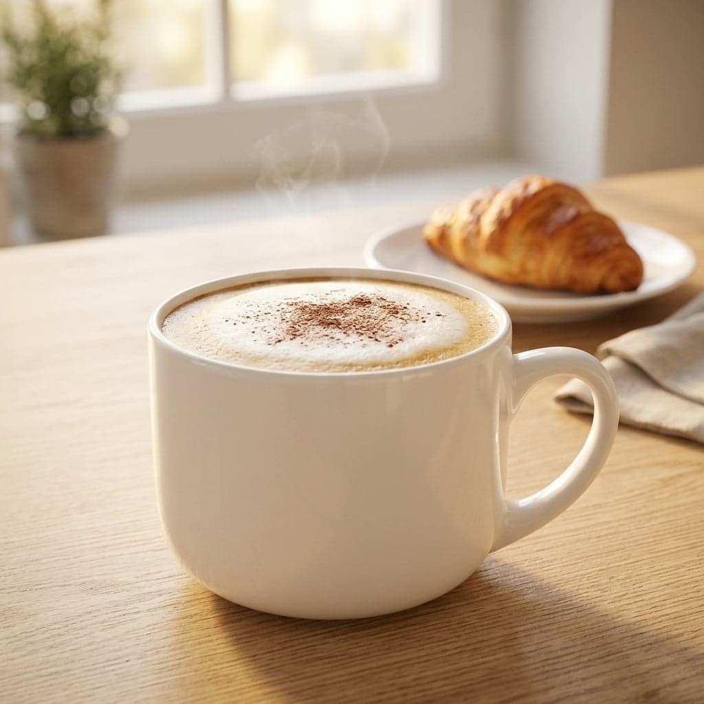 Plain white white ceramic latte mug, 25oz, front view