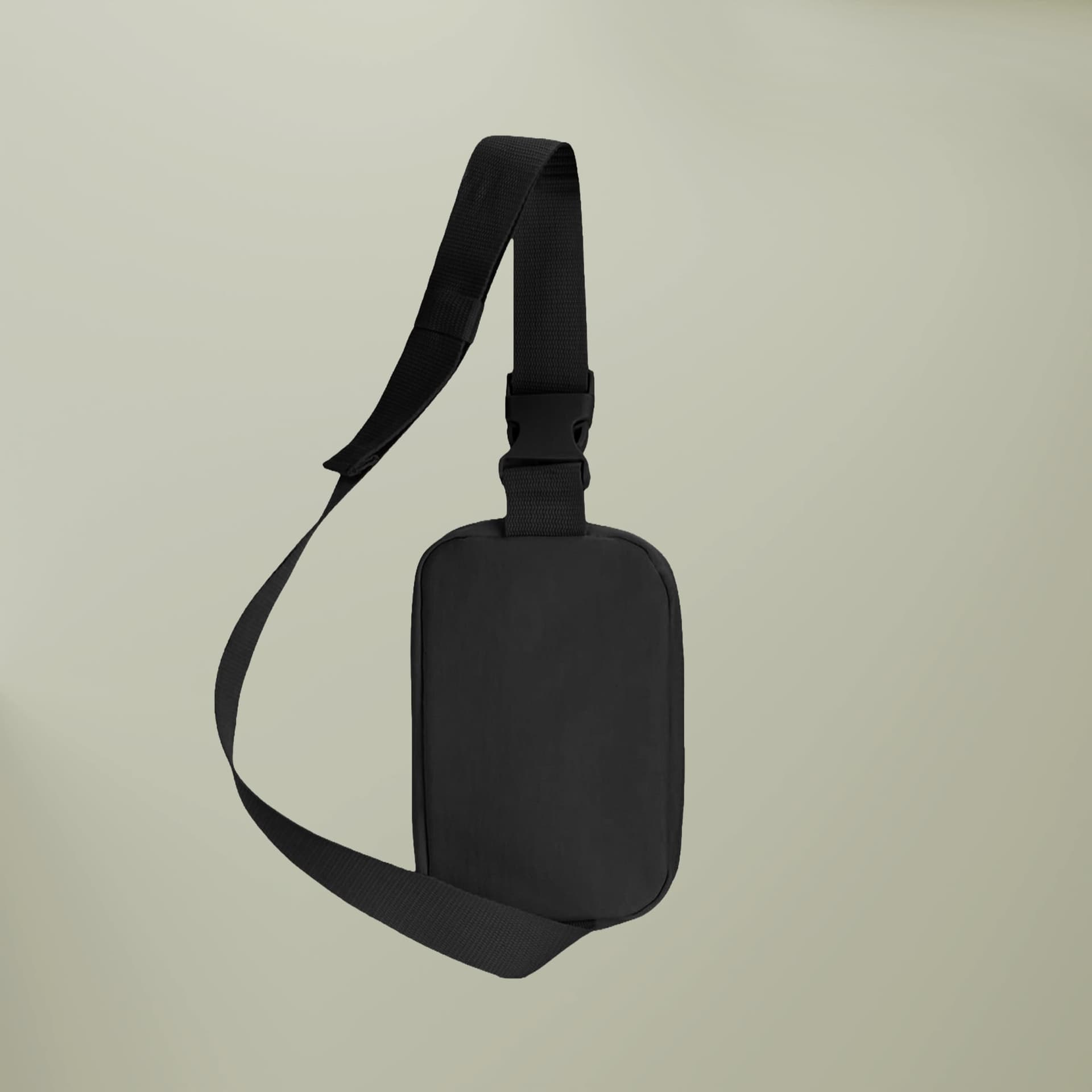 Plain black explorer sling bag (embroidery), front view