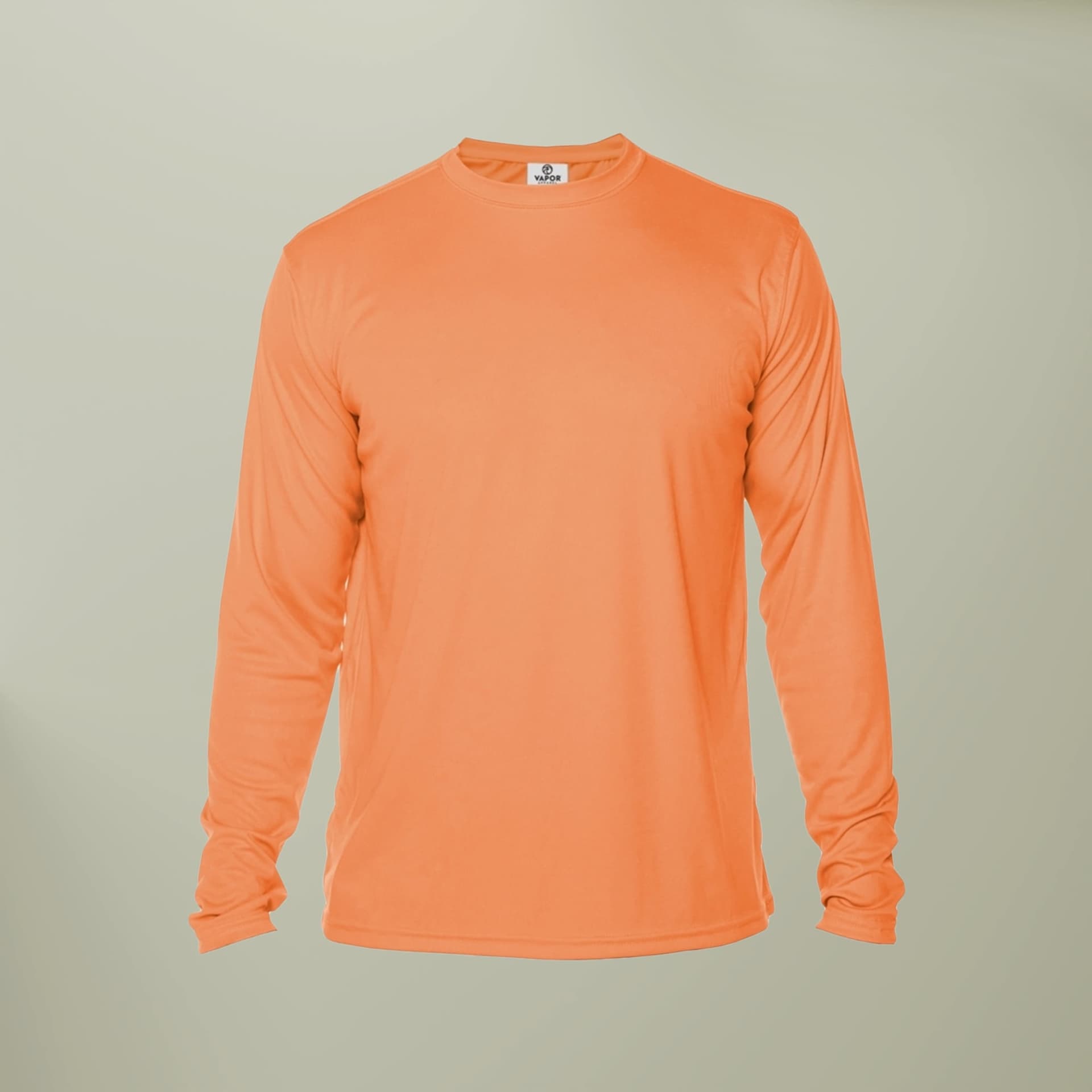 Plain peach men's solar long sleeve shirt, front view