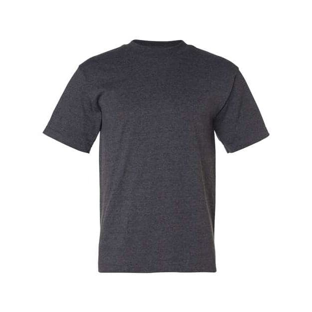 Plain charcoal heather unisex usa-made 50-50 t-shirt, front view