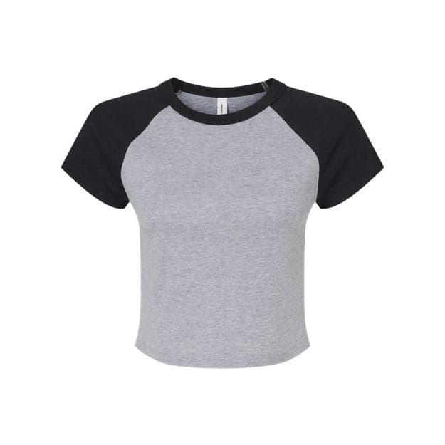 Plain white/ baby blue women's micro rib raglan baby tee, front view