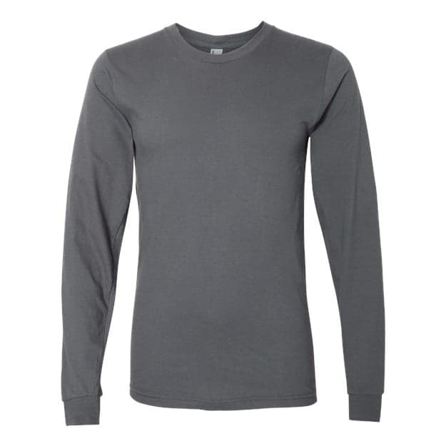 Plain asphalt unisex fine jersey long sleeve tee, front view