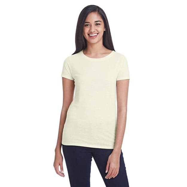 Plain grey triblend women's tri-blend t-shirt, front view