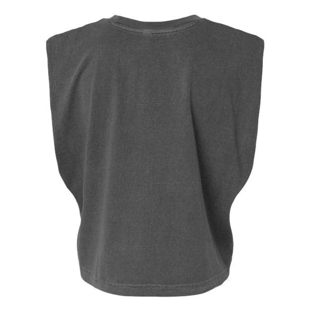 Plain faded black women's garment-dyed heavyweight muscle tee, front view