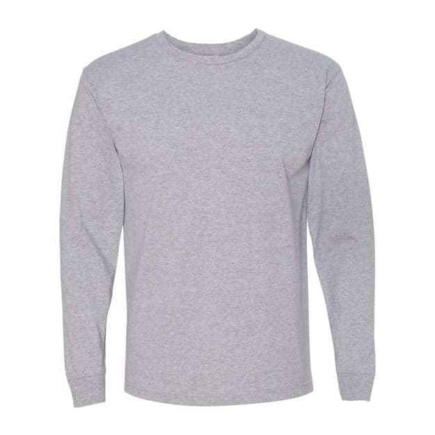 Plain dark ash unisex usa-made long sleeve t-shirt, front view