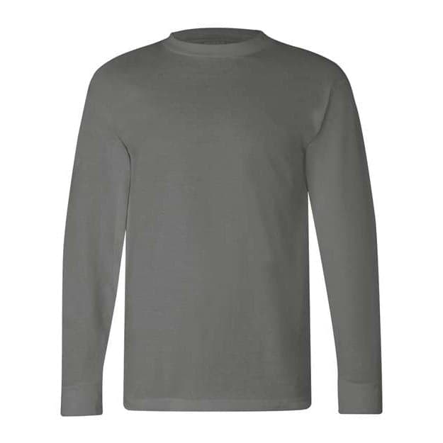 Plain charcoal unisex usa-made long sleeve t-shirt, front view