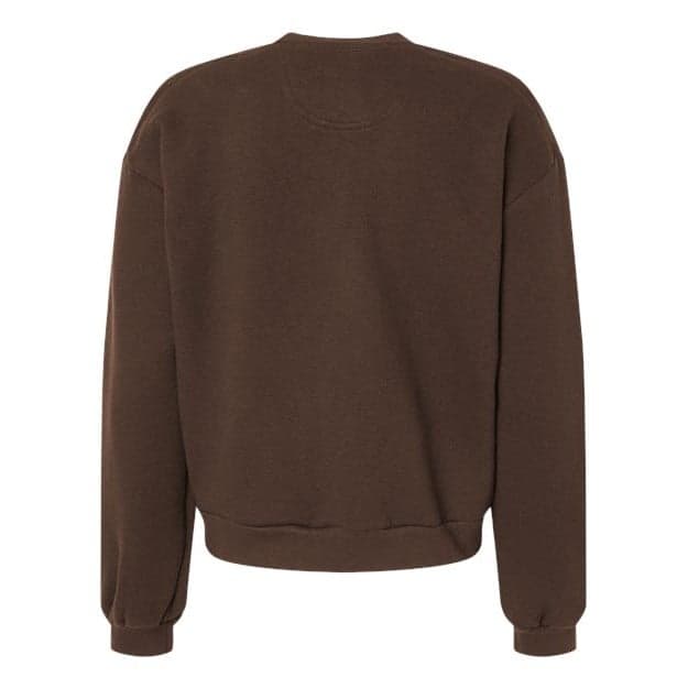 Plain brown women's fleece crewneck sweatshirt, front view