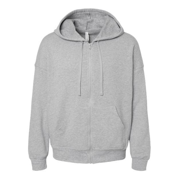 Plain athletic heather unisex sponge fleece dtm full-zip hoodie sweatshirt, front view