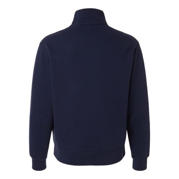 Plain navy unisex 10 oz quarter-zip pullover sweatshirt, front view