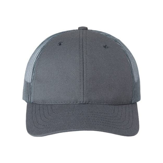Plain charcoal usa-made trucker cap, front view
