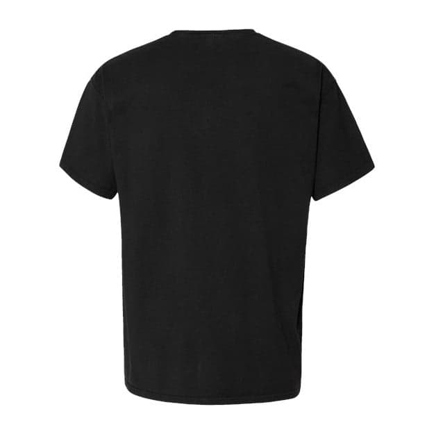 Plain black unisex garment-dyed pocket t-shirt, front view
