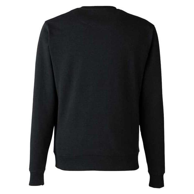Plain black unisex reclaimist fiber crewneck sweatshirt, front view